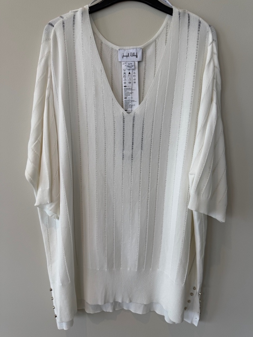 NWT Joseph Ribkoff Vanilla Knit Top XL Stud Detail - Picture 2 of 8